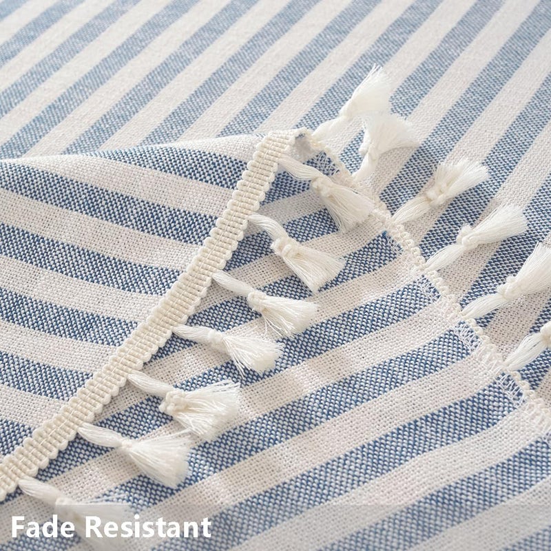 TruDelve 60 Inch Round Tablecloth Blue and White Striped Cloth Tablecloths Circle Fabric Outdoor Tablecloths for Round Tables (Blue,60",Round) - Image 4